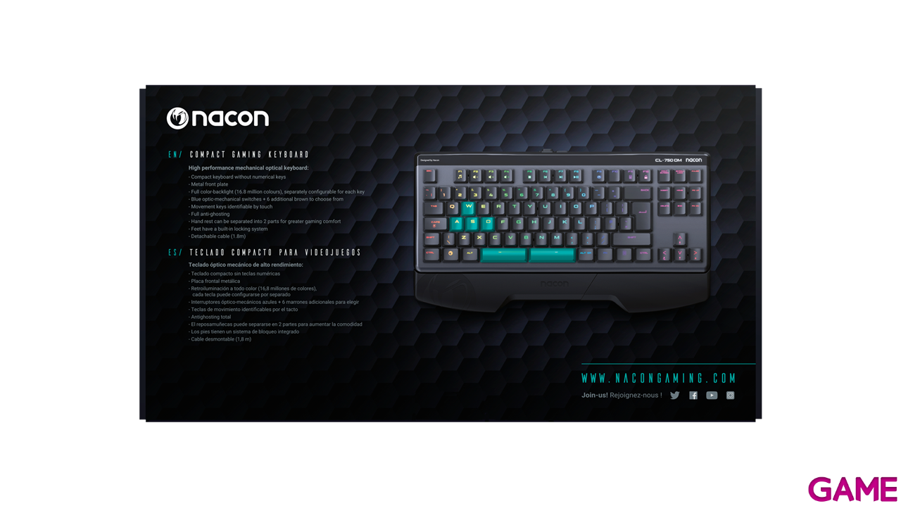 Nacon CL-750OM Optico Mecanico RGB Layout Spanish - Teclado Gaming-1