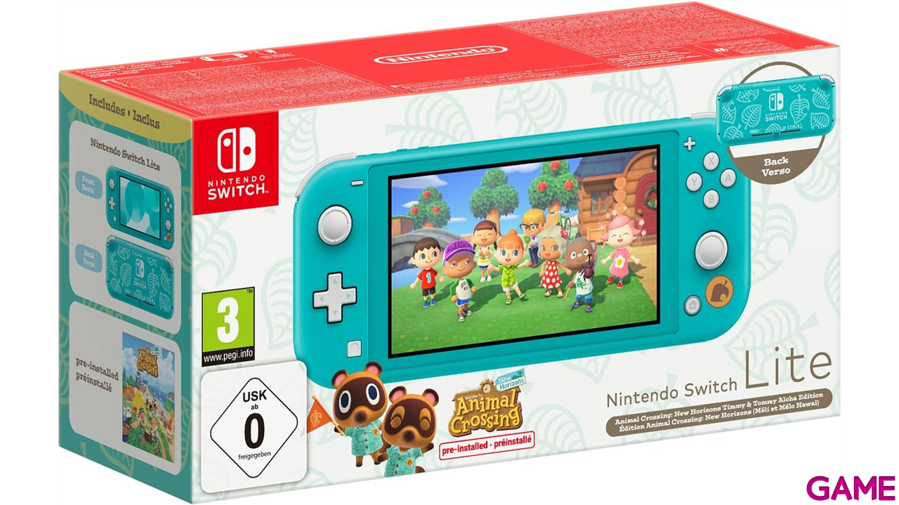 Nintendo Switch Lite Turquesa Edición Animal Crossing + A.C. New Horizons-0