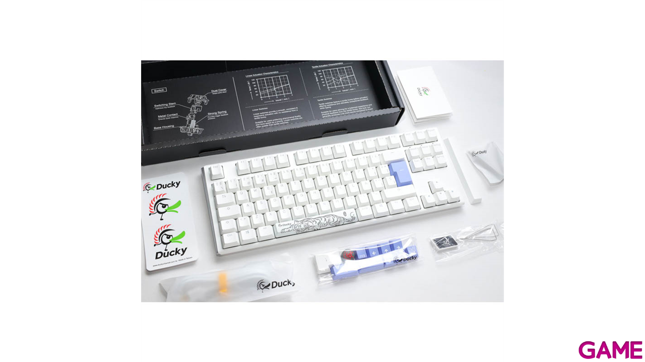 Ducky ONE 3 Classic TKL Pure White Hot-swappable MX-Clear RGB PBT Mecanico - Teclado Gaming-0