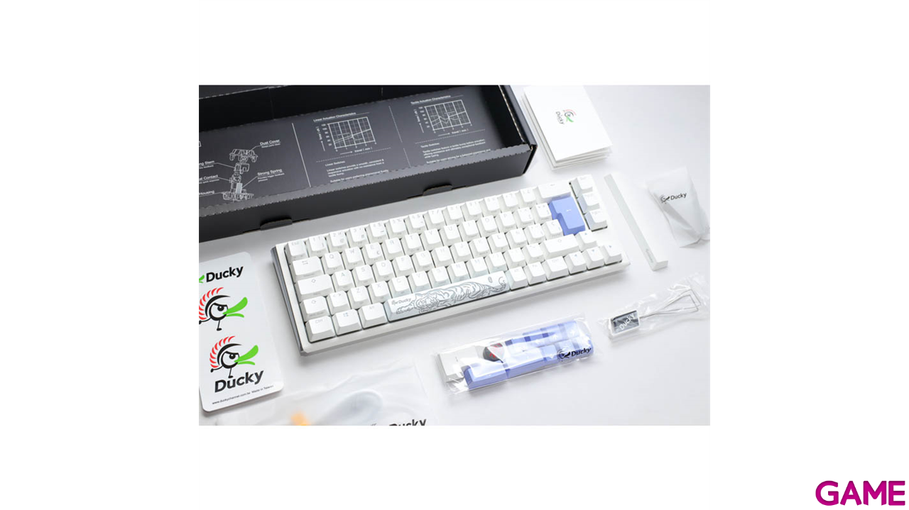 Ducky ONE 3 Classic SF 65% Pure White Hot-swappable MX-Blue RGB PBT Mecanico - Teclado Gaming-0
