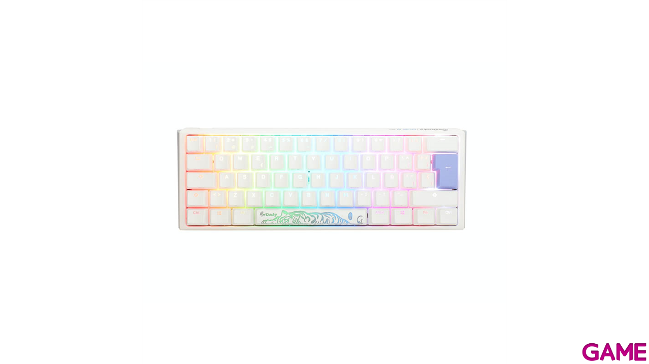 Ducky ONE 3 Classic Mini 60% Pure White Hot-swappable MX-Brown RGB PBT Mecanico - Teclado Gaming-0