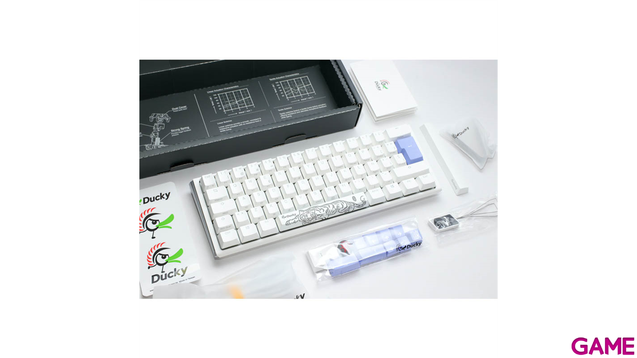 Ducky ONE 3 Classic Mini 60% Pure White Hot-swappable MX-Blue RGB PBT Mecanico - Teclado Gaming-0