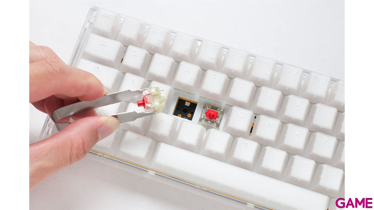 Ducky ONE 3 Aura White Mini 60% Hot-swappable MX-Red RGB PBT Mecanico - Teclado Gaming-3