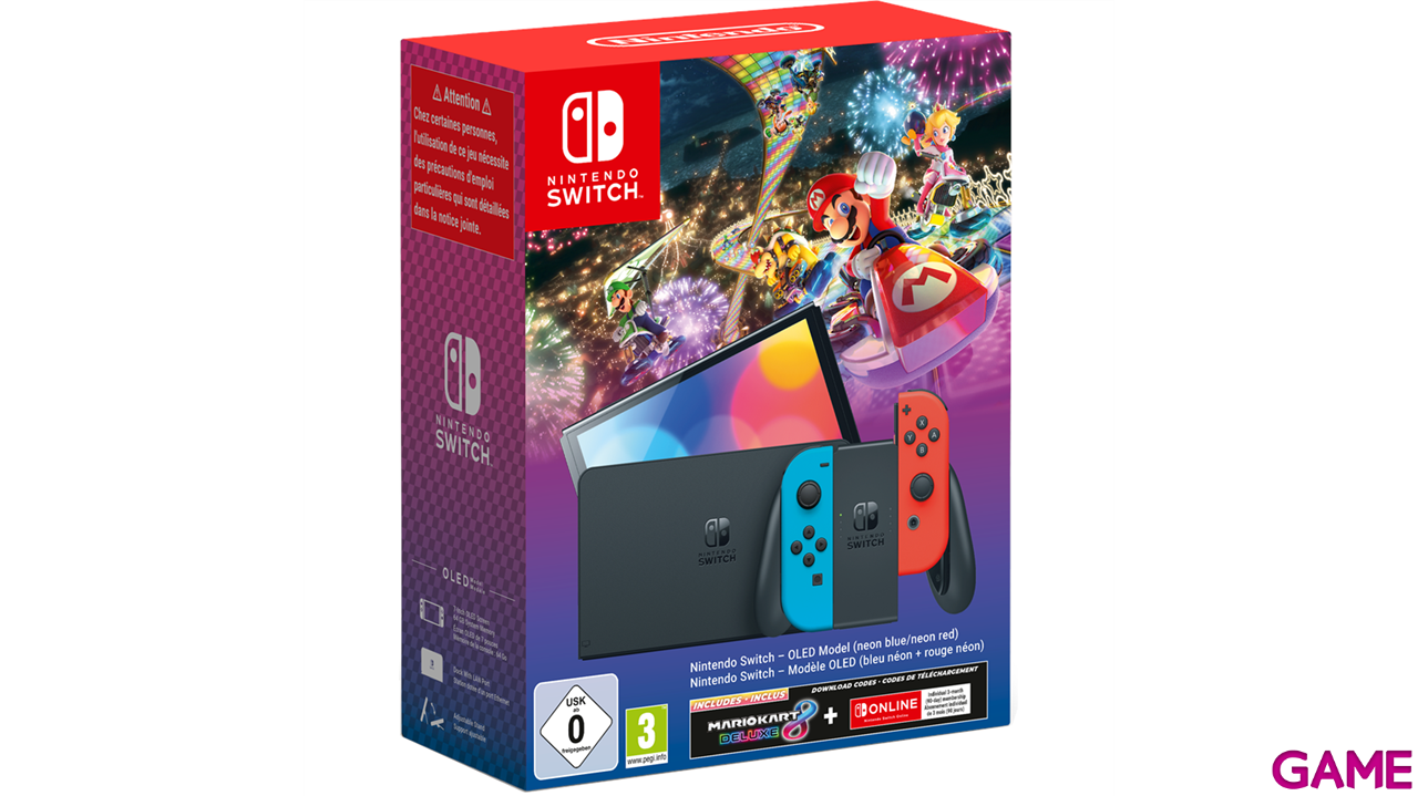 Nintendo Switch OLED Neón + Mario Kart 8 + 3 Meses Switch Online-0