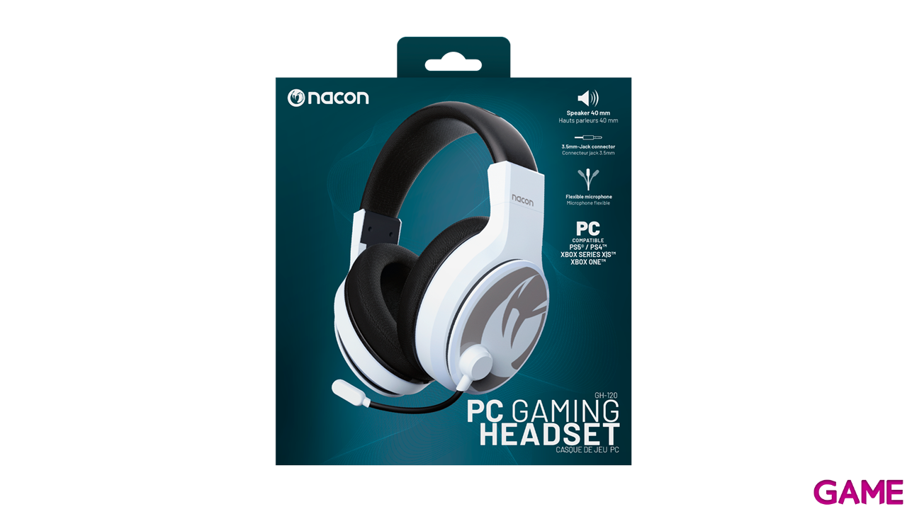 Nacon GH-120 Estereo Blanco PC - PS5 - PS4 - XBOX - Switch - Movil - Auriculares Gaming-0