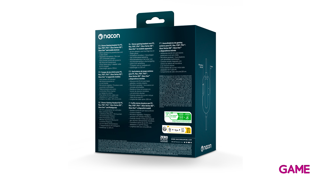 Nacon GH-120 Estereo Blanco PC - PS5 - PS4 - XBOX - Switch - Movil - Auriculares Gaming-1