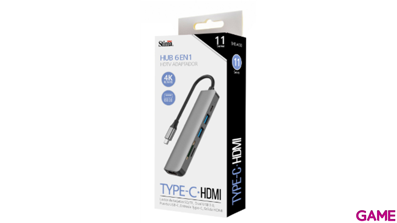 Adaptador Stima multipuerto 6en1 USB-C con salida HDMI-1