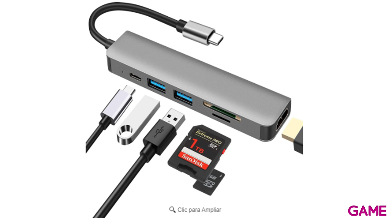 Adaptador Stima multipuerto 6en1 USB-C con salida HDMI-2