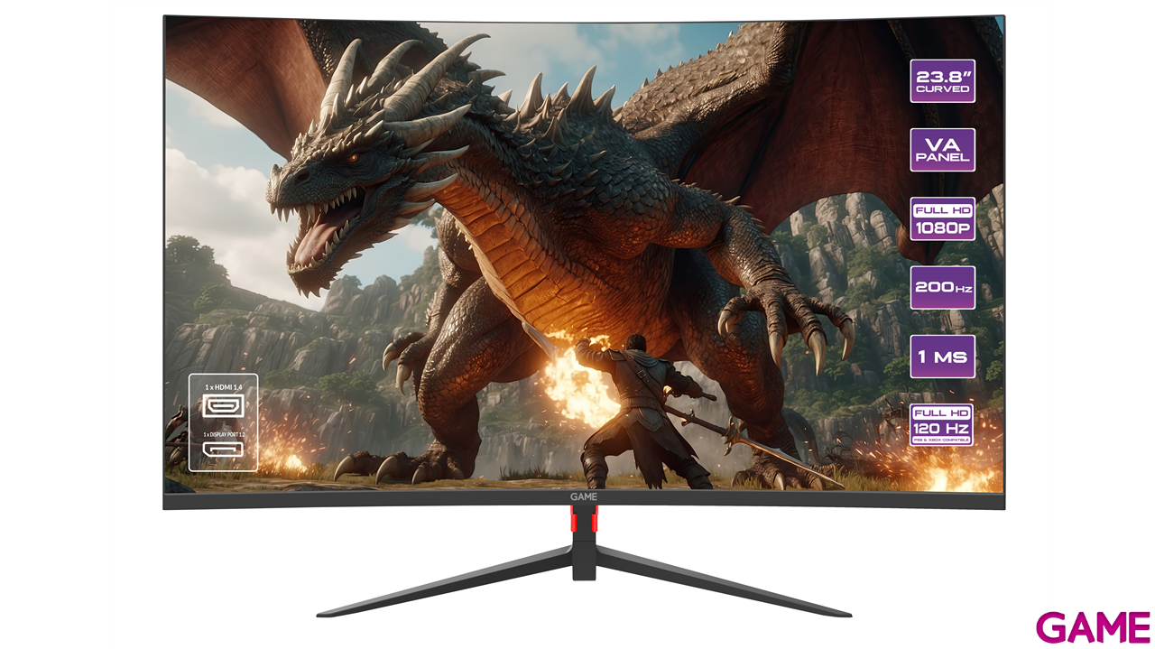 GAME M24GC6 24´´ - HVA - Full HD - 200Hz PC / 120Hz PS5 - XSX - Curvo - Altavoces - Monitor Gaming-0