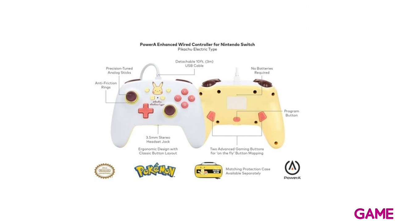 Controller con Cable PowerA Pikachu Electric Type -Licencia oficial--0