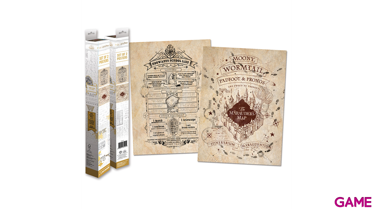 Caja 2 posters Harry Pottert: Mapa y Colegio-0