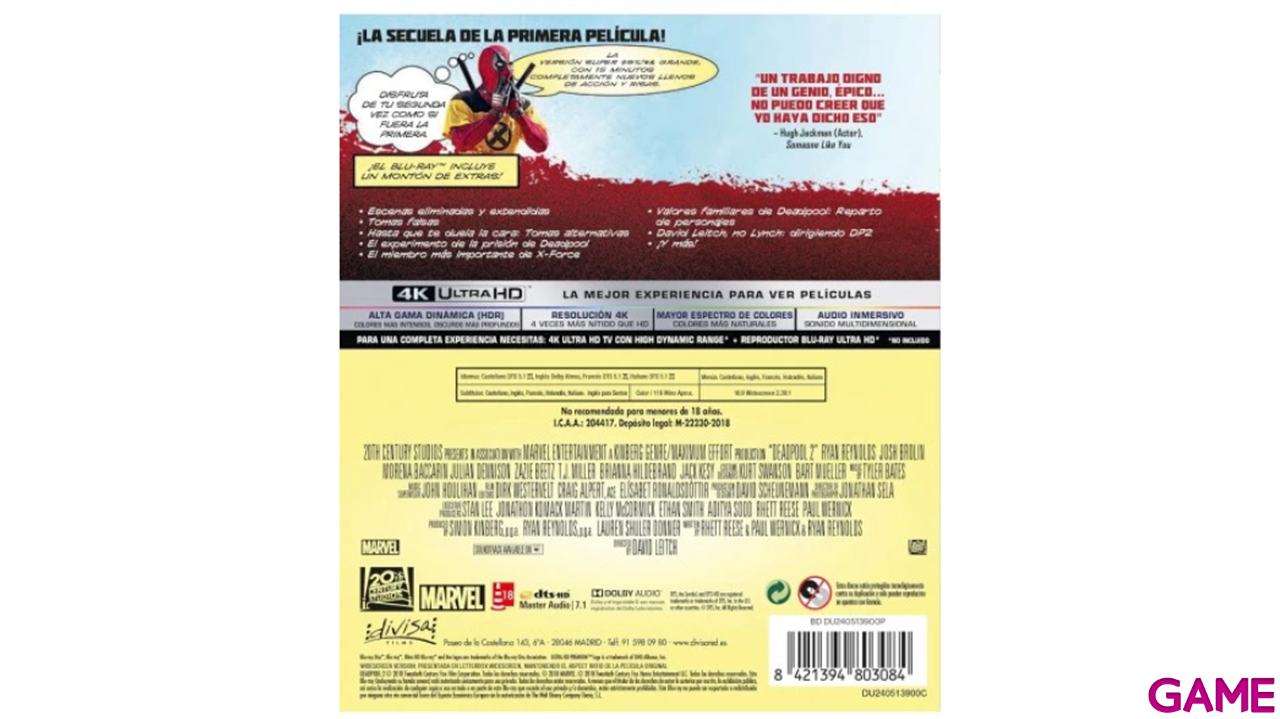 Deadpool 2 Versión Super Grande 4K + BD - 4 Discos-1