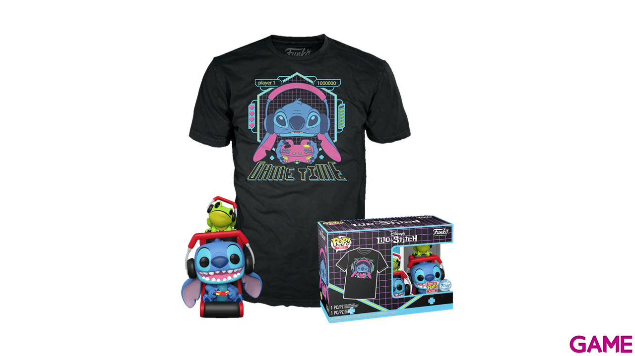 Set Figura POP y Camiseta POP&Tee:Lilo y Stich con rana L-1