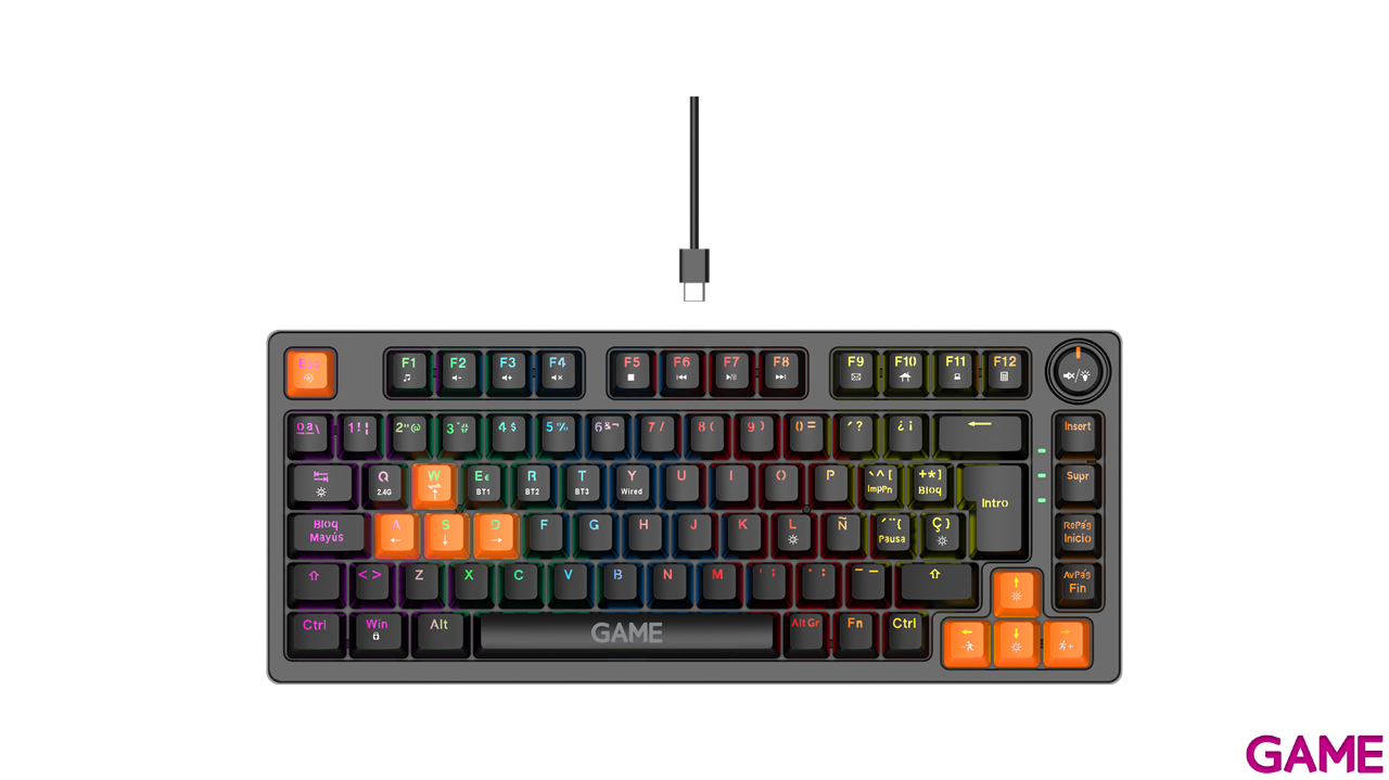 GAME KX-WMINI Teclado Gaming Mecánico Mini RGB USB+BT+2.4Ghz-5