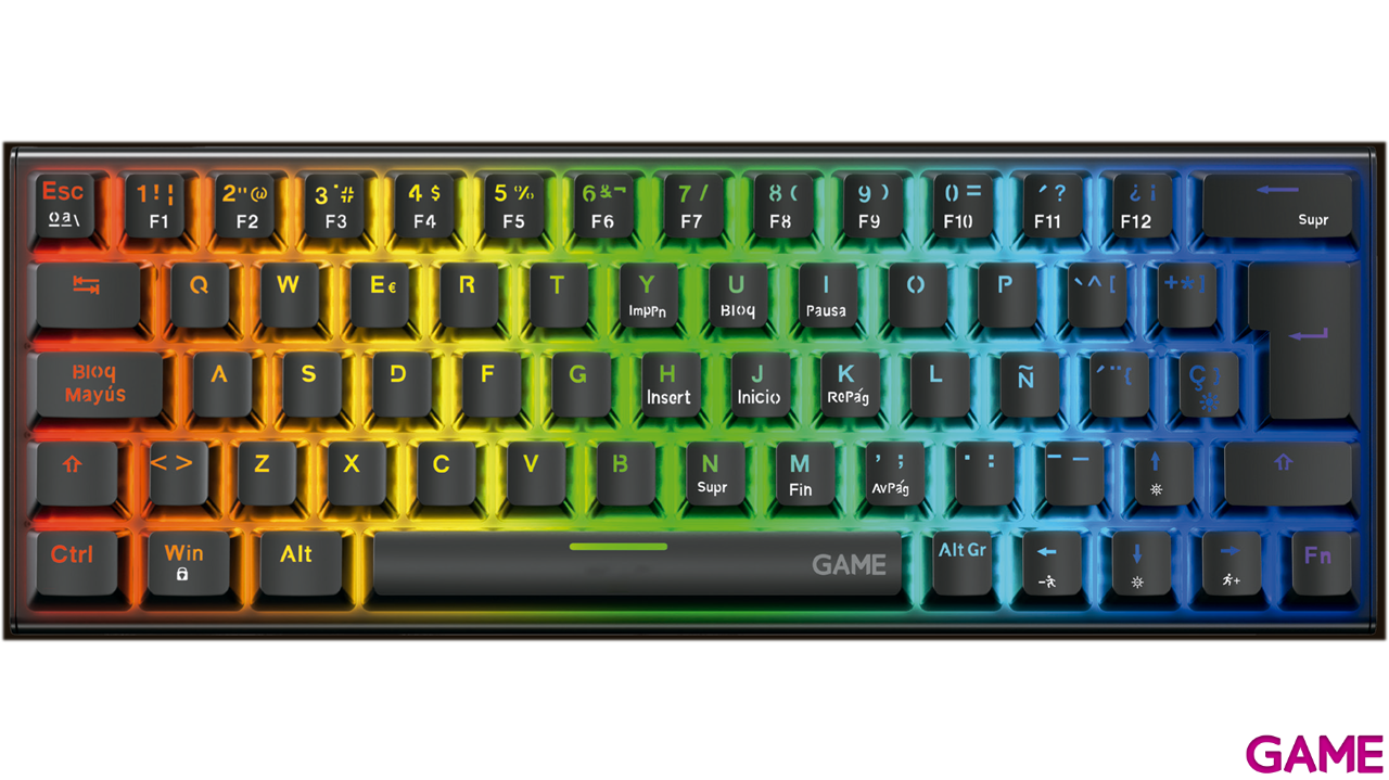 GAME KH-60B Teclado Gaming Mecánico mini 60% Negro RGB Blue Switch-1
