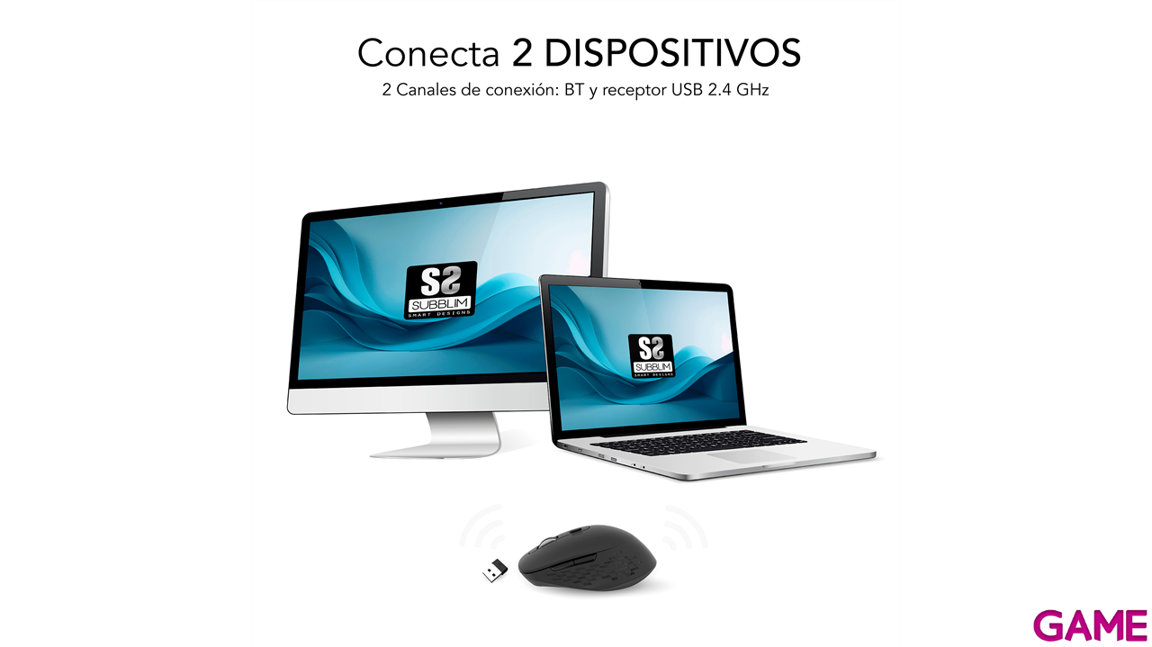 Subblim Curve Ergo Dual Wireless con bateria negro - Raton-3