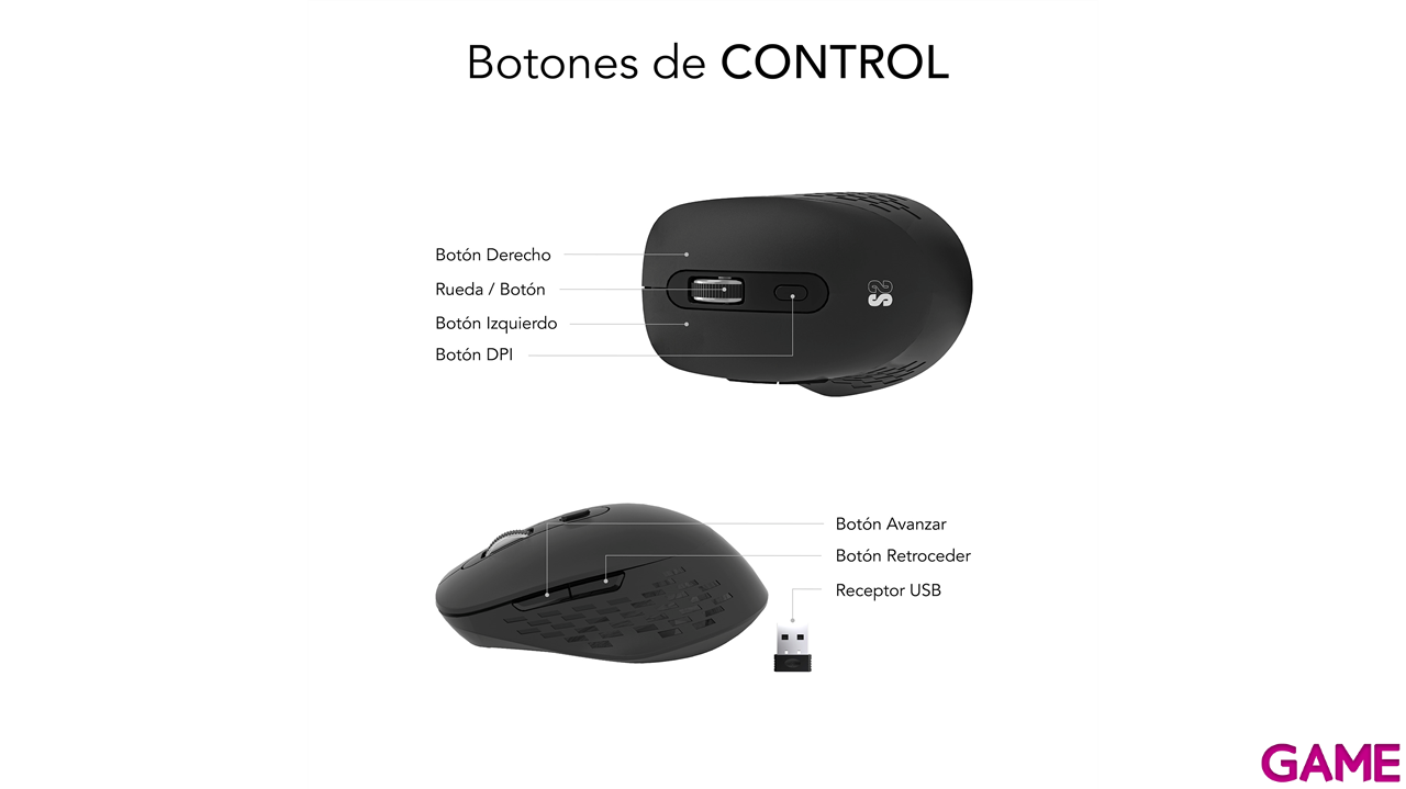 Subblim Curve Ergo Dual Wireless con bateria negro - Raton-5