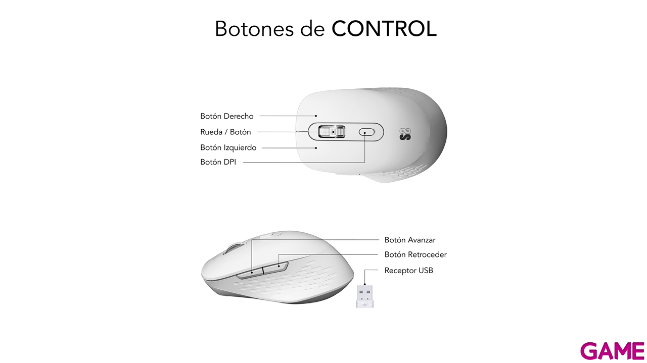 Subblim Curve Ergo Dual Wireless con bateria blanco - Raton-0