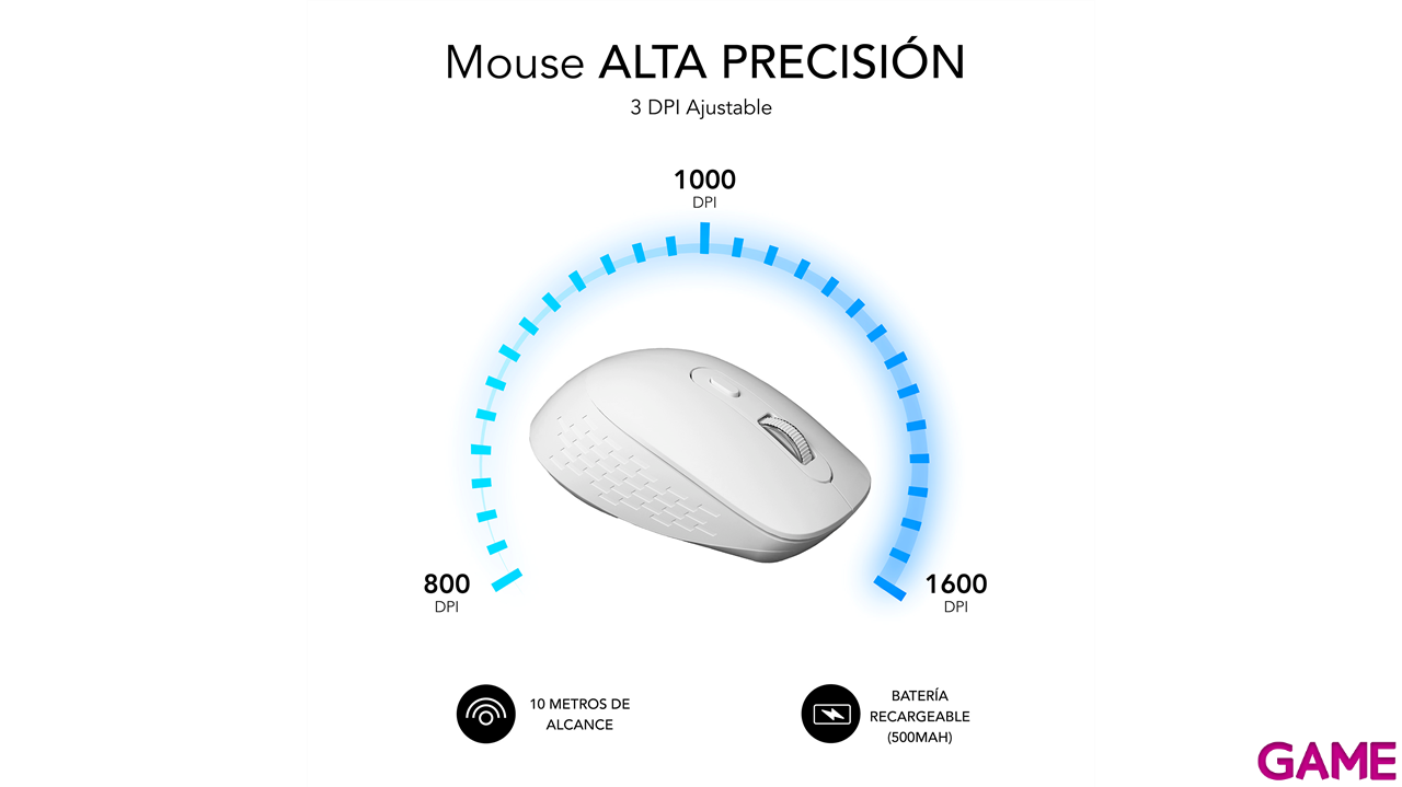 Subblim Curve Ergo Dual Wireless con bateria blanco - Raton-3