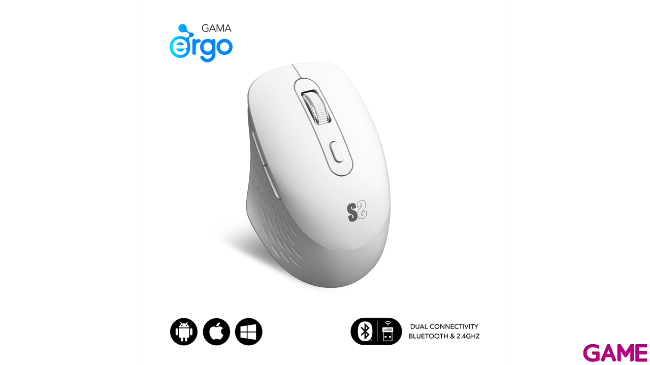 Subblim Curve Ergo Dual Wireless con bateria blanco - Raton-6
