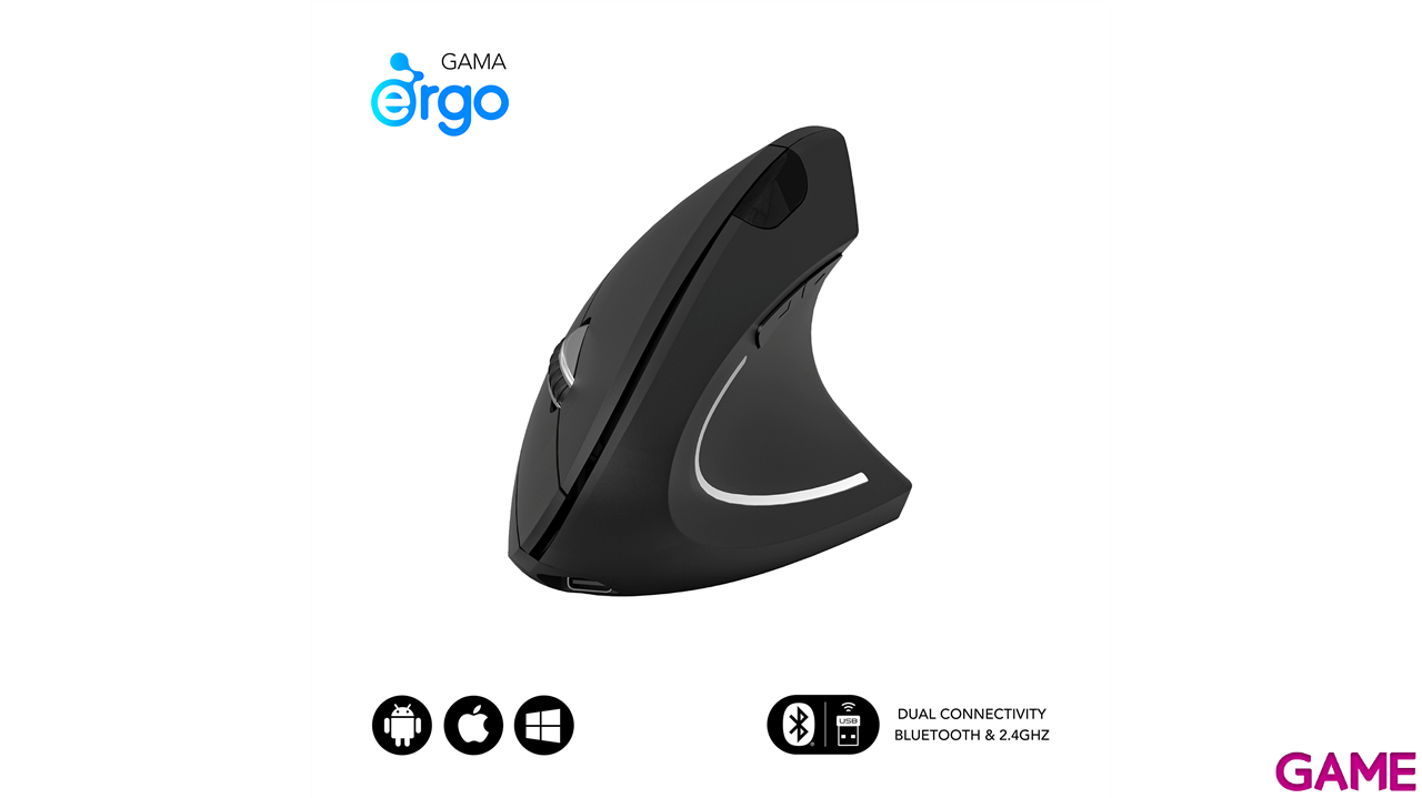 Subblim Glide Vertical Ergo Dual Wireless con bateria negro - Raton-7