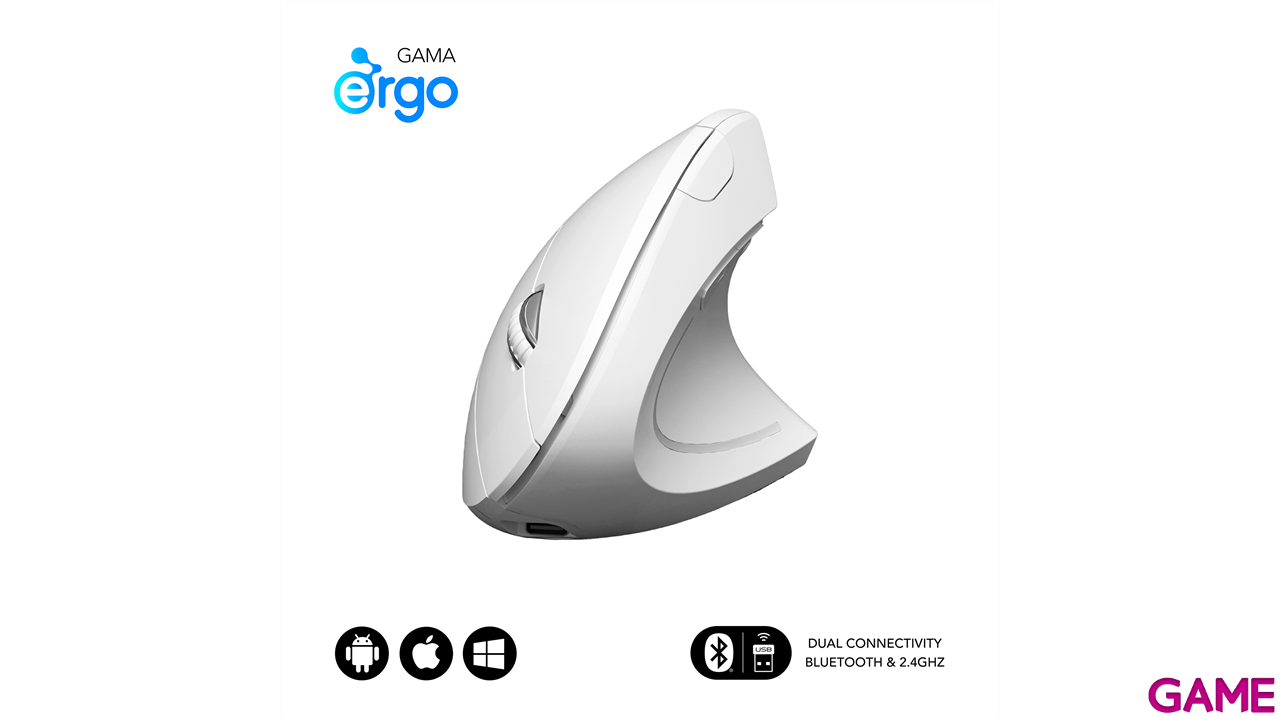 Subblim Glide Vertical Ergo Dual Wireless con bateria blanco - Raton-0