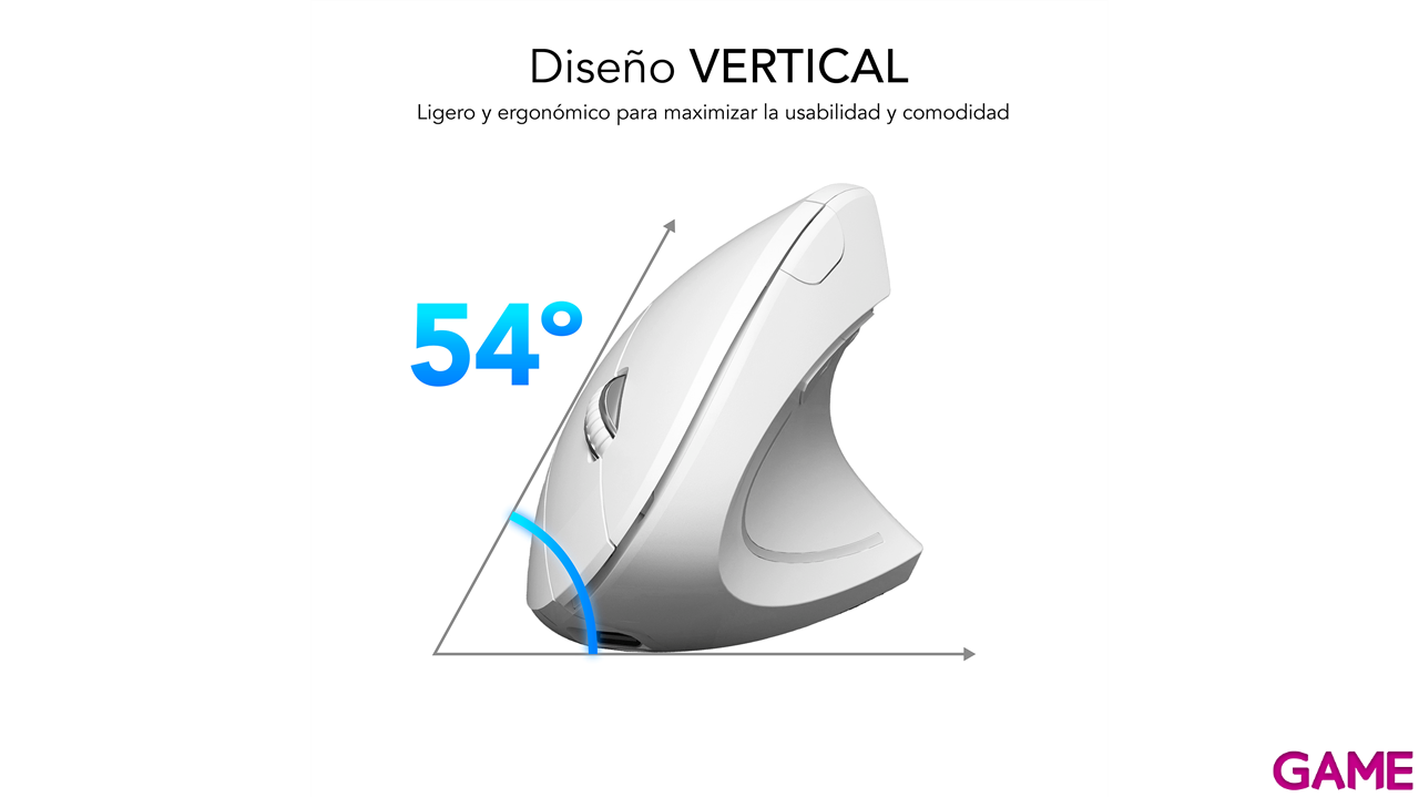 Subblim Glide Vertical Ergo Dual Wireless con bateria blanco - Raton-3