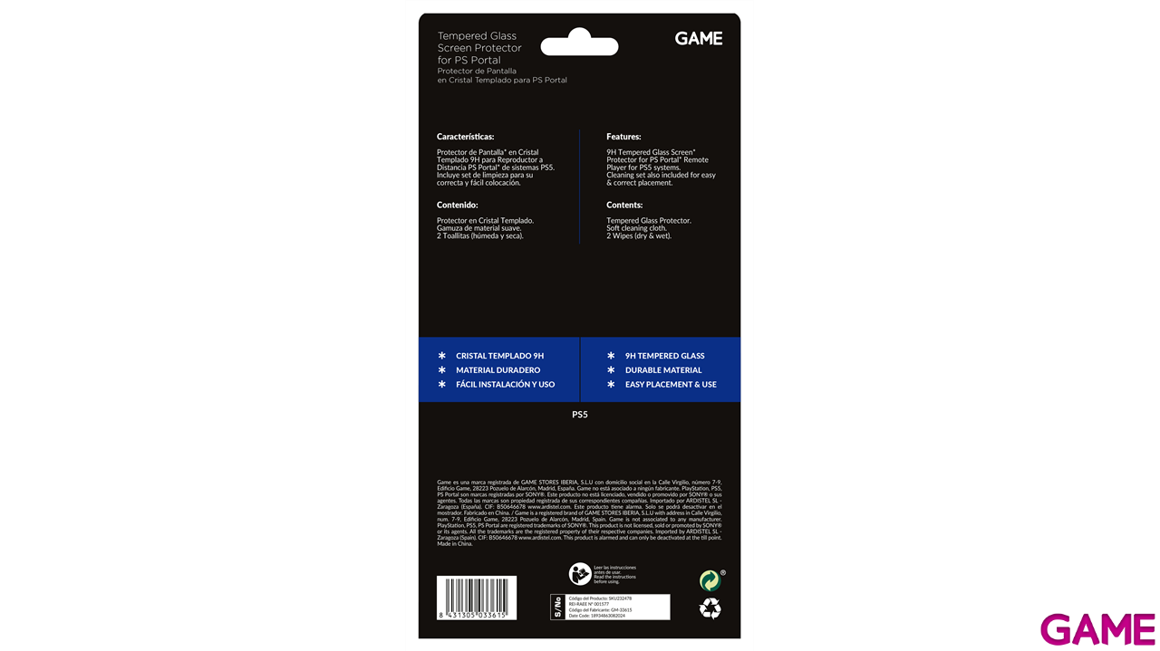 GAME GM33615 Cristal templado 9H para PlayStation Portal-0