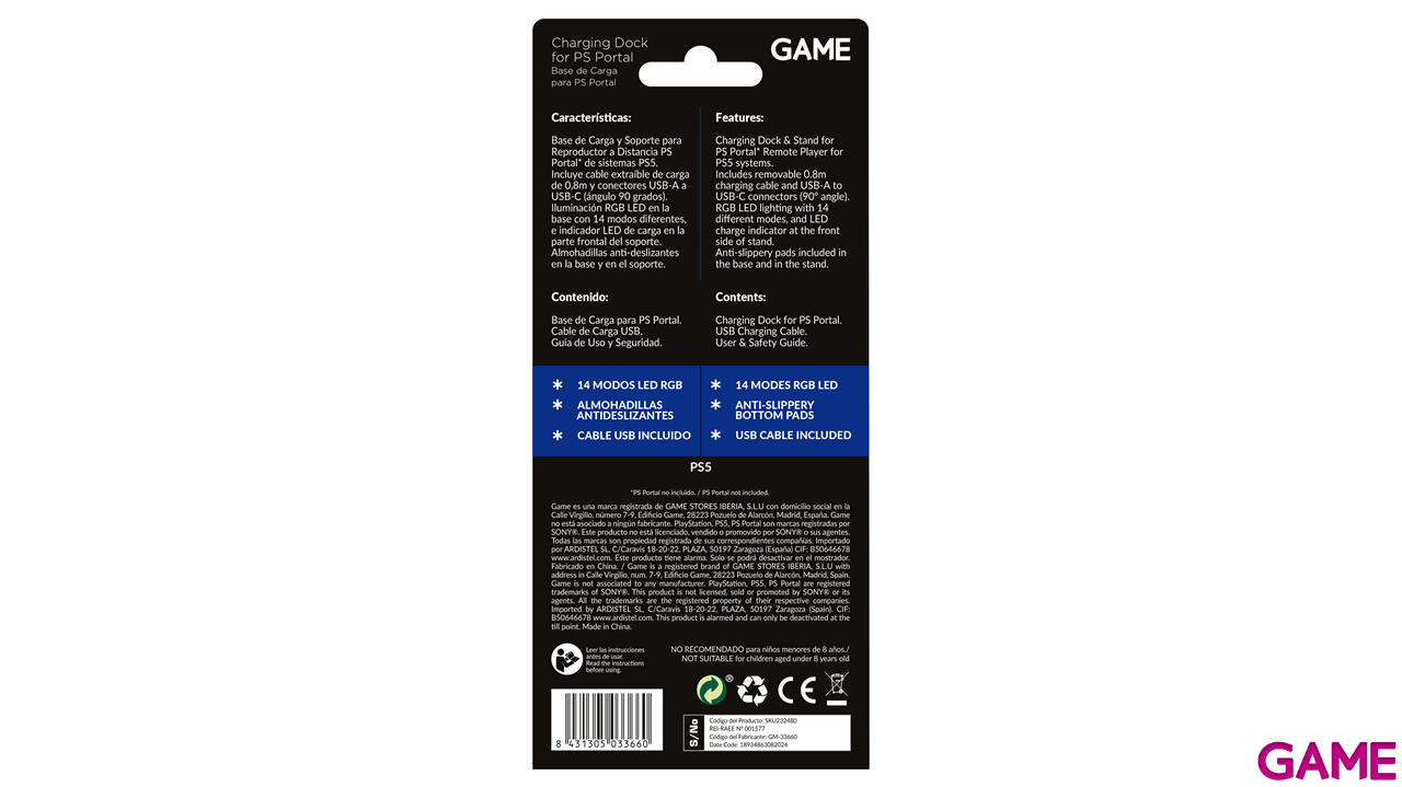 GAME GM33660 Soporte y cargador para PlayStation Portal-1