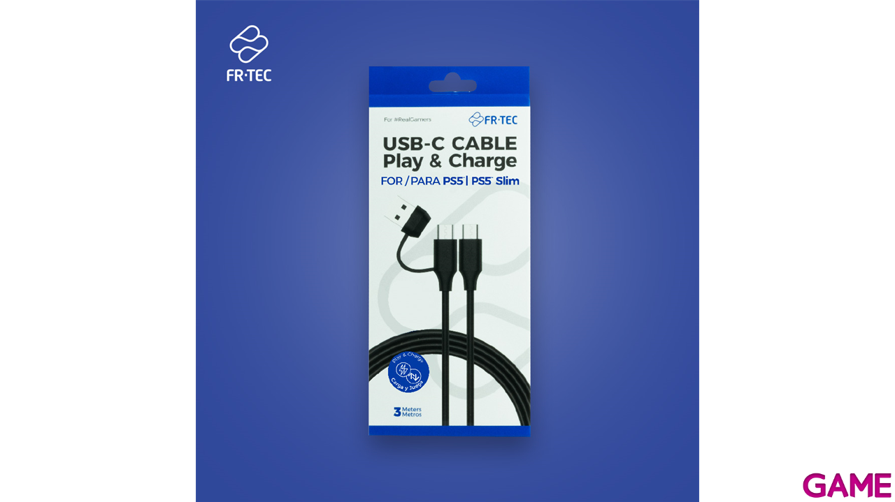 Cable USB-C de Carga y Datos para Mando FR-Tec (doble conexión USB-A y C)-4
