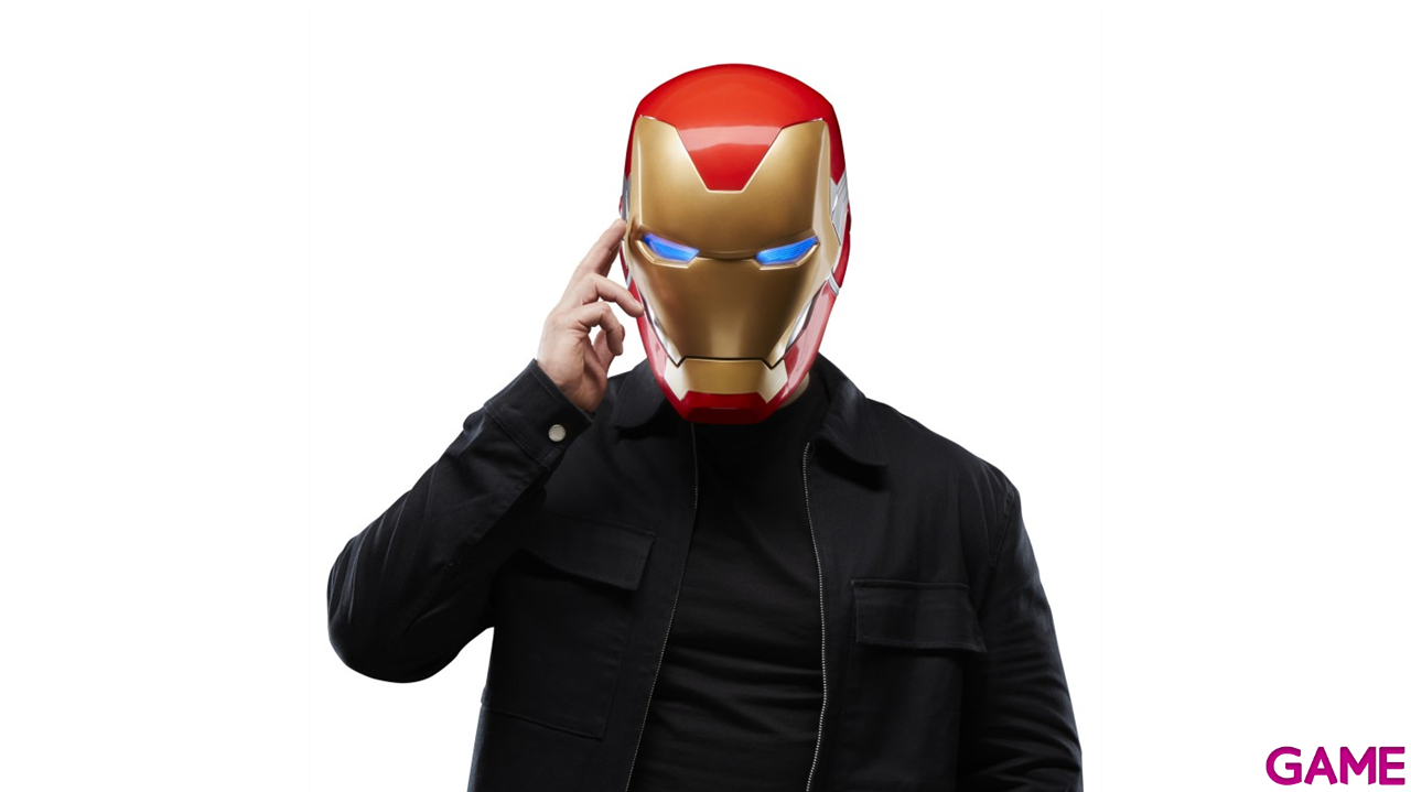 Casco electrónico premium de Iron Man Marvel Legends Series con efecto de luces-0