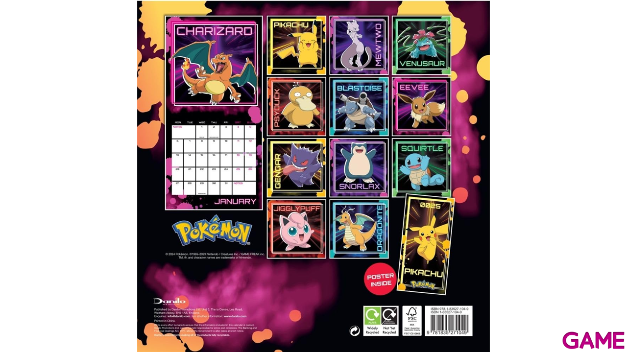 CALENDARIO 2025 POKEMON 30X30cm-1