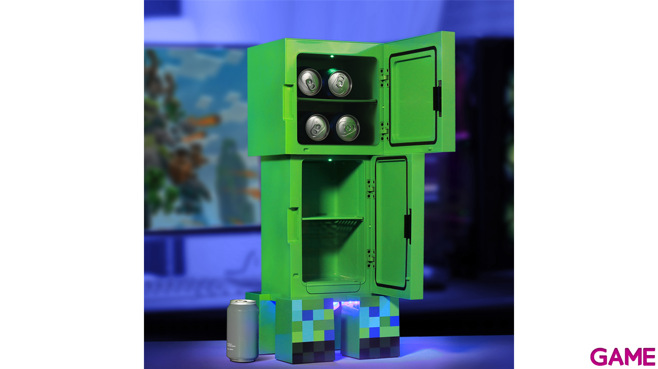 Nevera con luz ambiental Creeper Minecraft de 8L-3