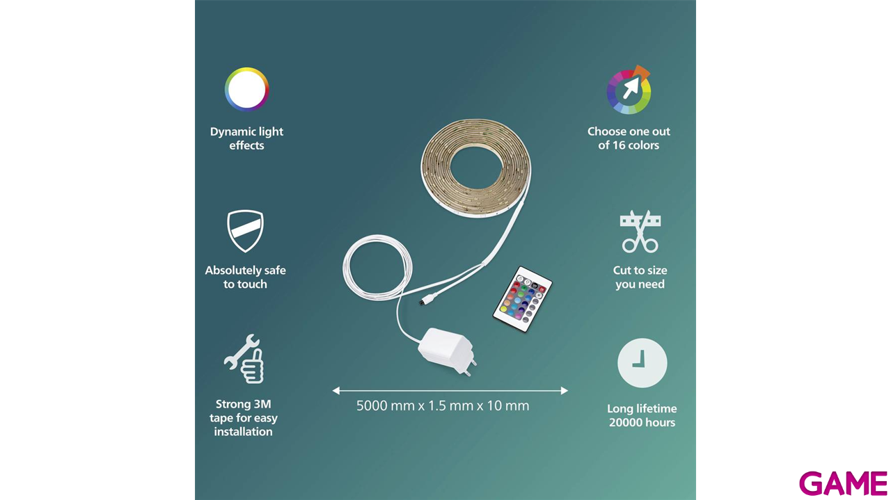 Philips RGB Led Lightstrip 5m con Mando - Tira LED-5