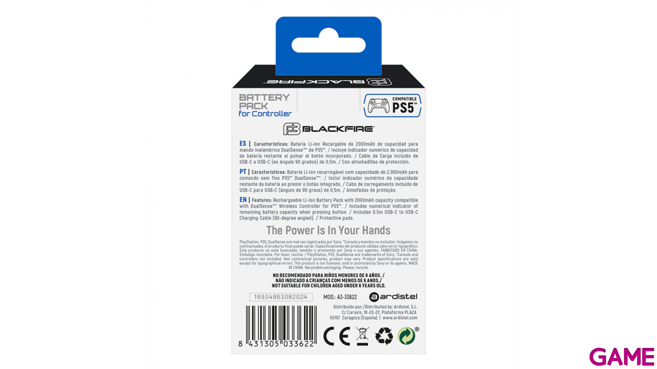 Batería 2000mAh para mando DualSense Ardistel Blackfire-2