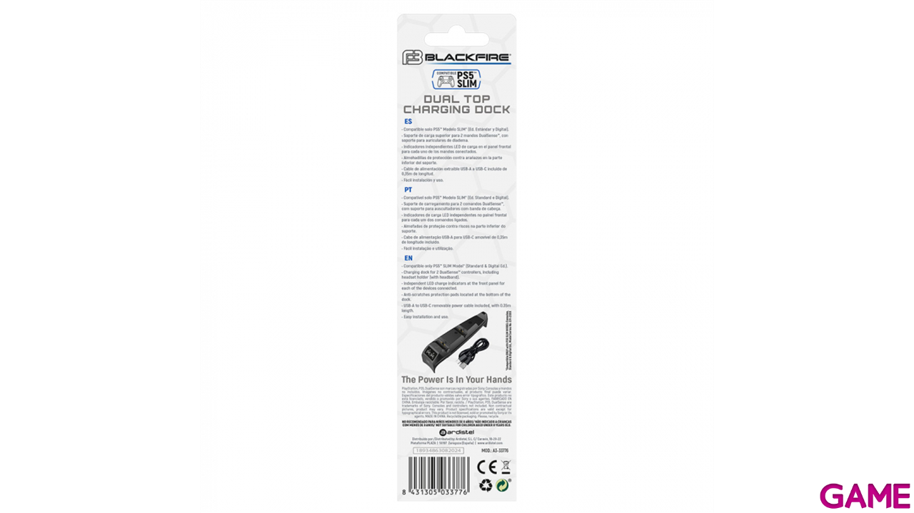 Cargador Dual Mandos PS5 Ardistel Blackfire-2
