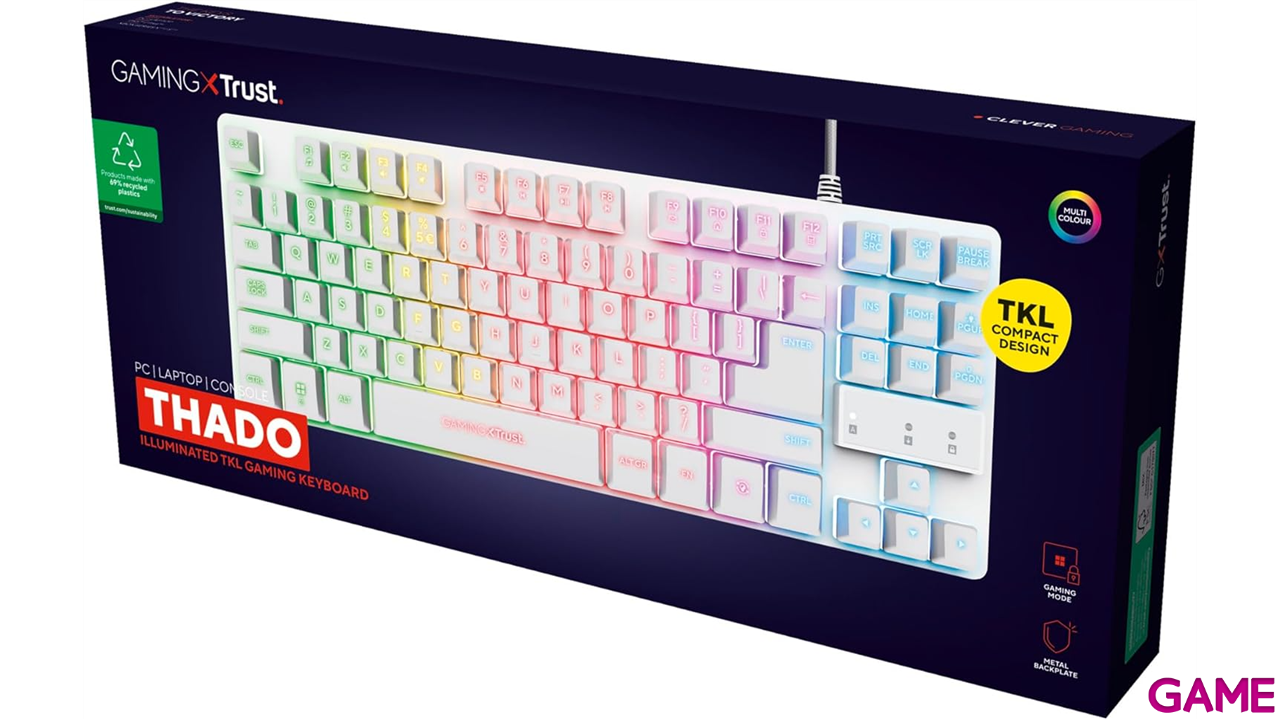 Teclado Gaming Trust GXT833 Thado TKL Blanco-4