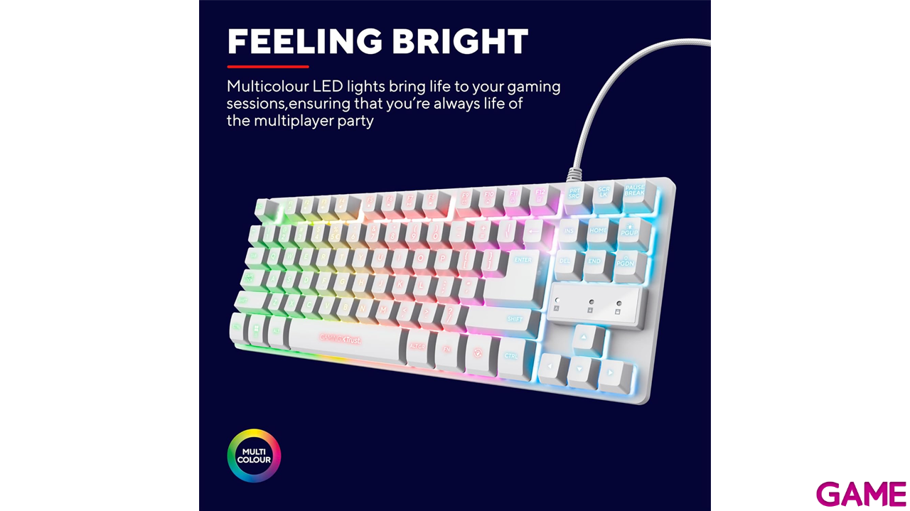 Teclado Gaming Trust GXT833 Thado TKL Blanco-6