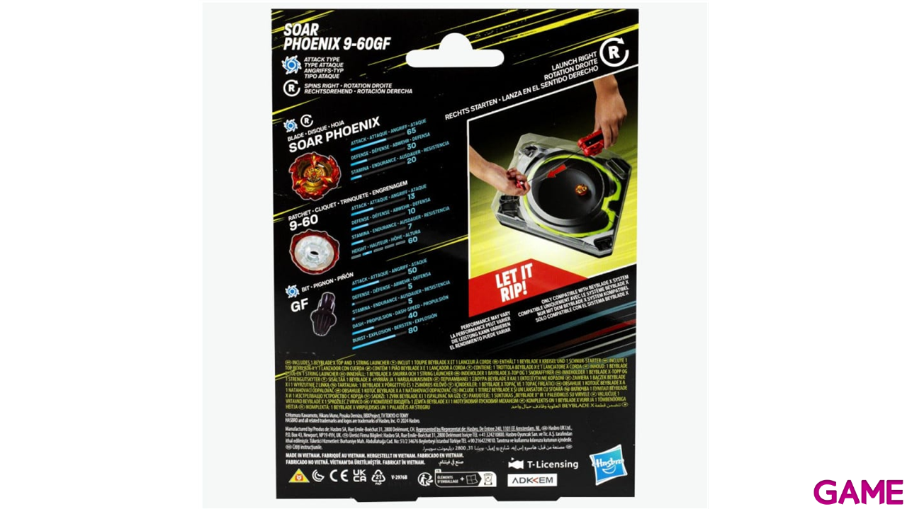 Pack de Lanzador Premium Beyblade X Soar Phoenix 9-60GF-0