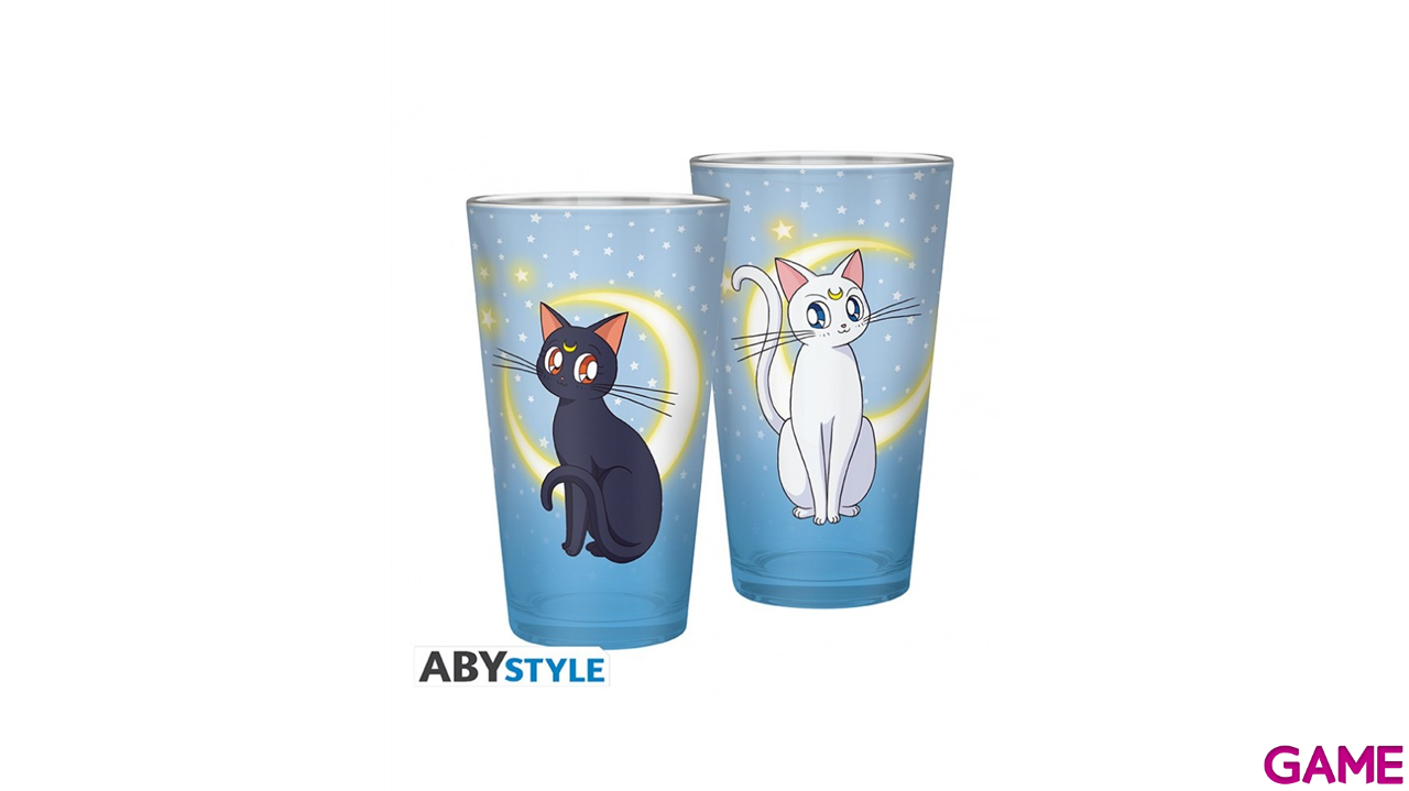 Vaso de cristal Sailor Moon Luna y Artemis de 400ml-0