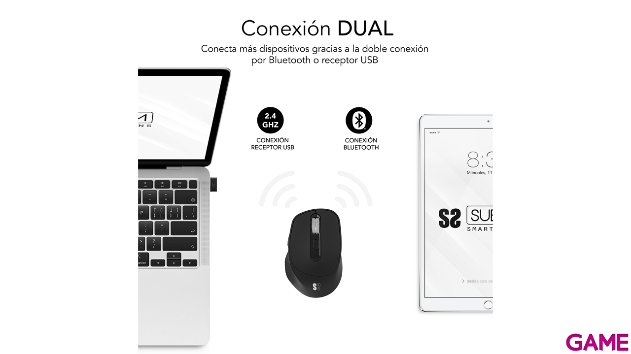 Subblim Comfort Ergo Dual Wireless con bateria negro - Raton-2