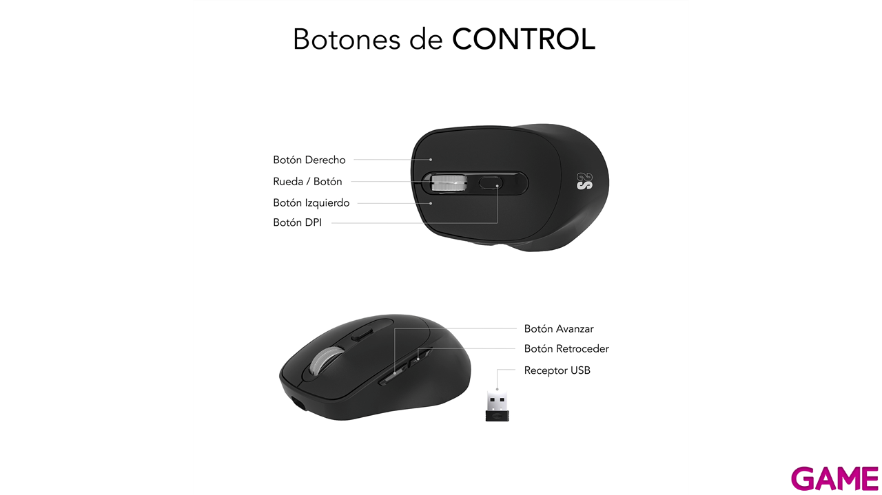 Subblim Comfort Ergo Dual Wireless con bateria negro - Raton-3