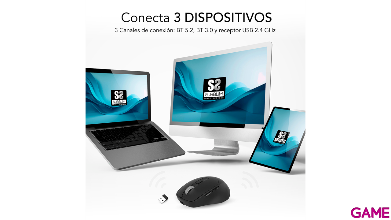 Subblim Comfort Ergo Dual Wireless con bateria negro - Raton-4