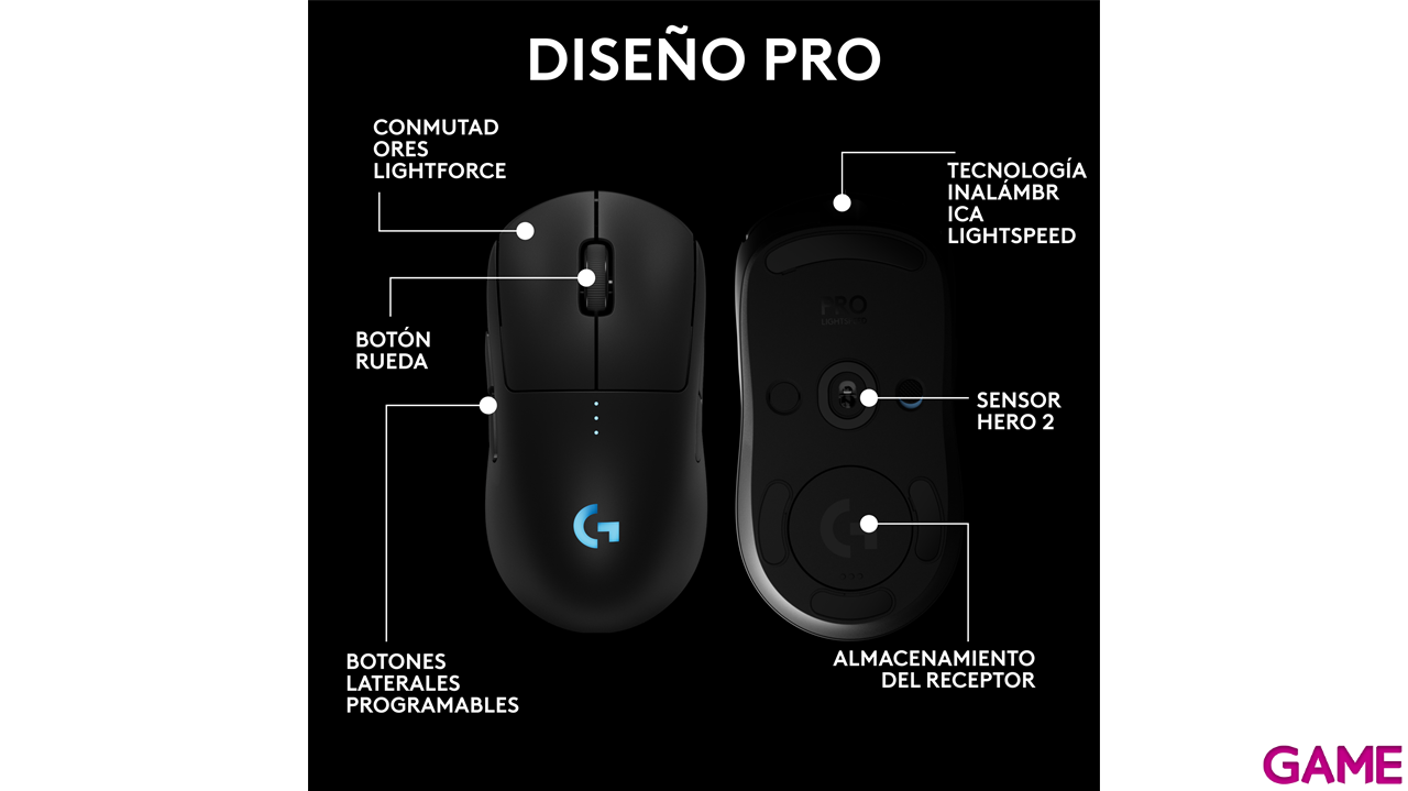 Logitech G PRO 2 Lightspeed negro - Raton Gaming-0