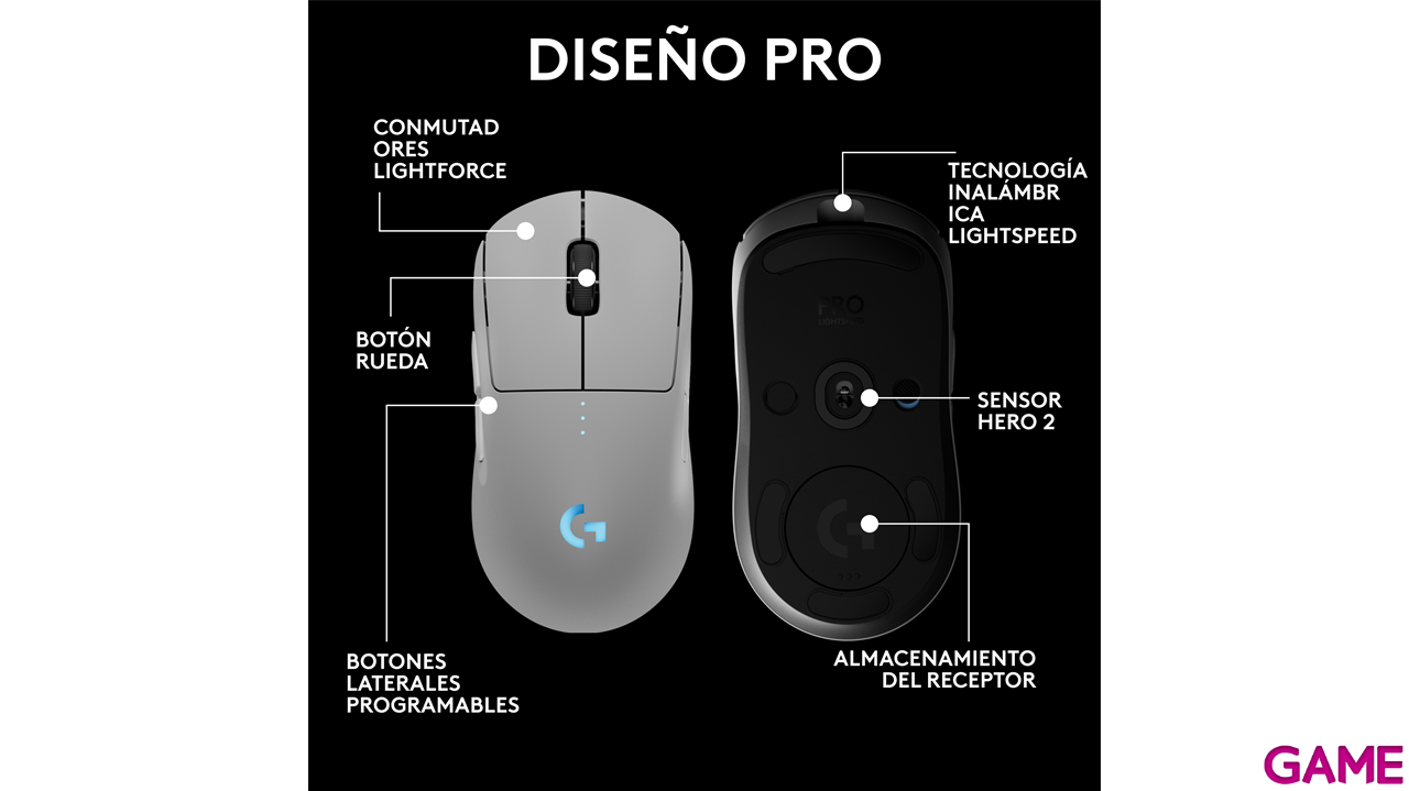 Logitech G PRO 2 Lightspeed blanco - Raton Gaming-0