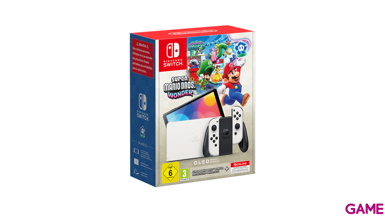 Nintendo Switch OLED Blanca + Super Mario Bros Wonder + 12 Meses Nintendo Online-4