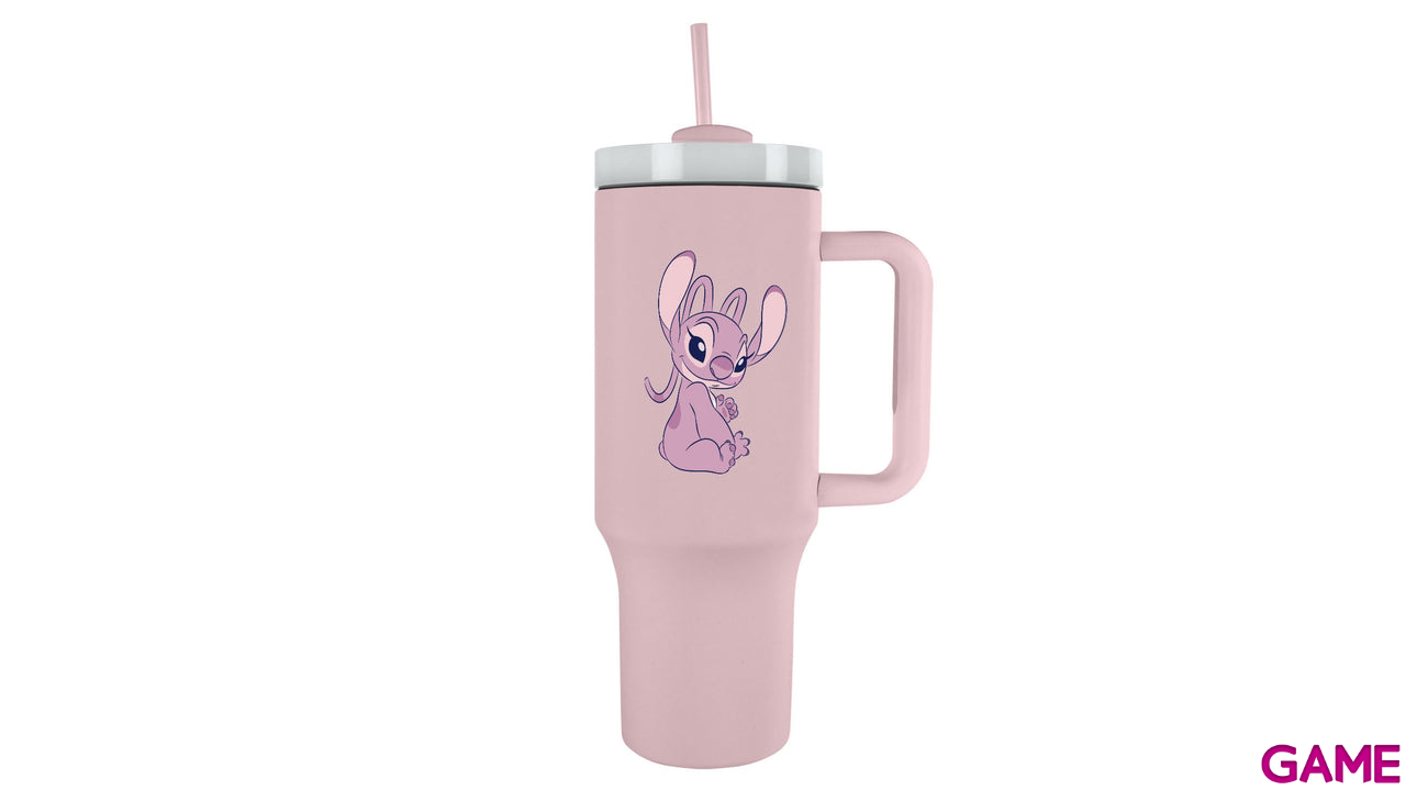Vaso termo de acero inoxidable con pajita Disney Angel de Lilo y Stitch de 1180 ml-2