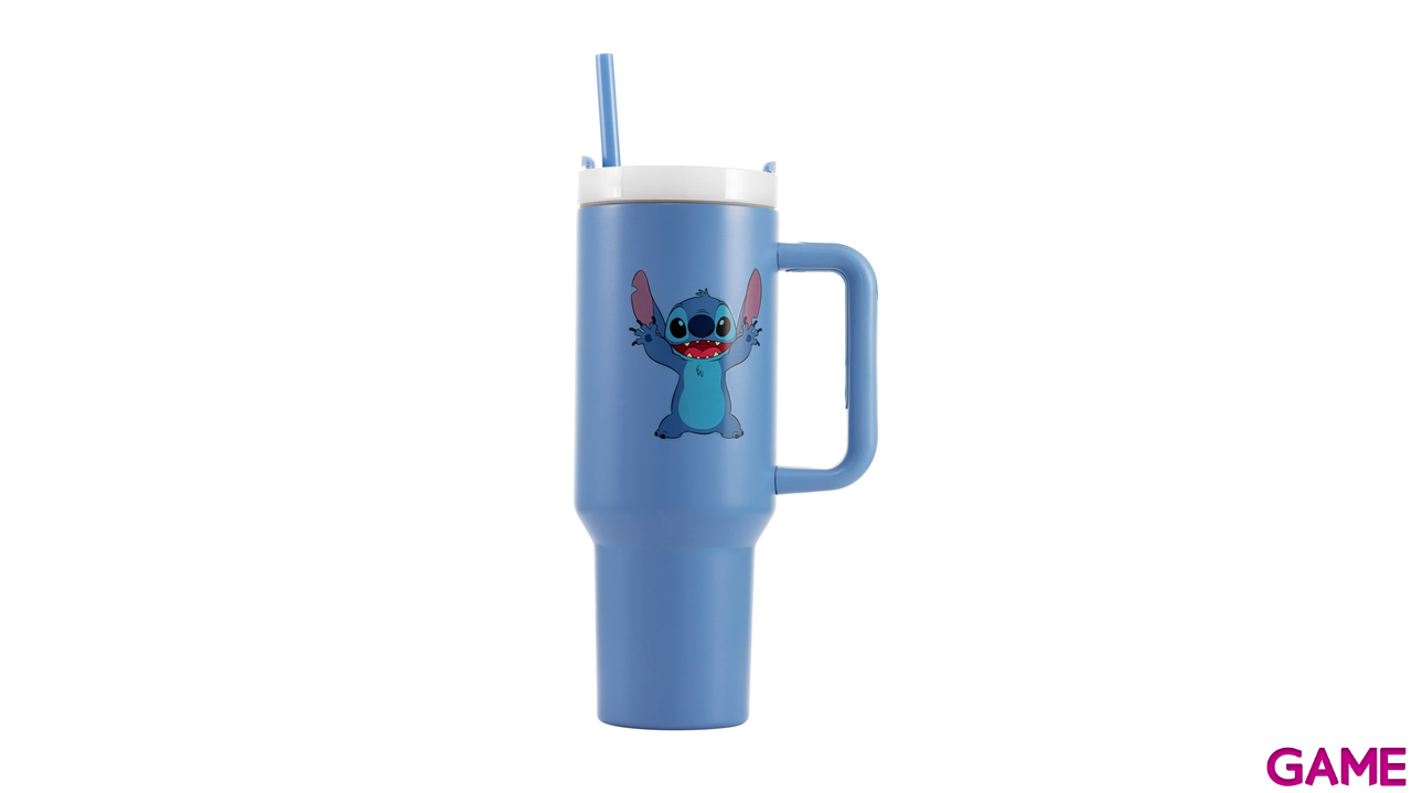 Vaso termo de acero inoxidable con pajita Disney Stitch de 1180 ml-0