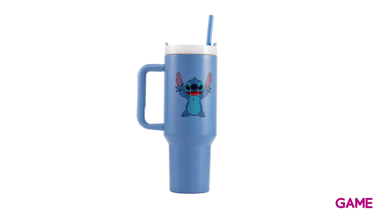 Vaso termo de acero inoxidable con pajita Disney Stitch de 1180 ml-1
