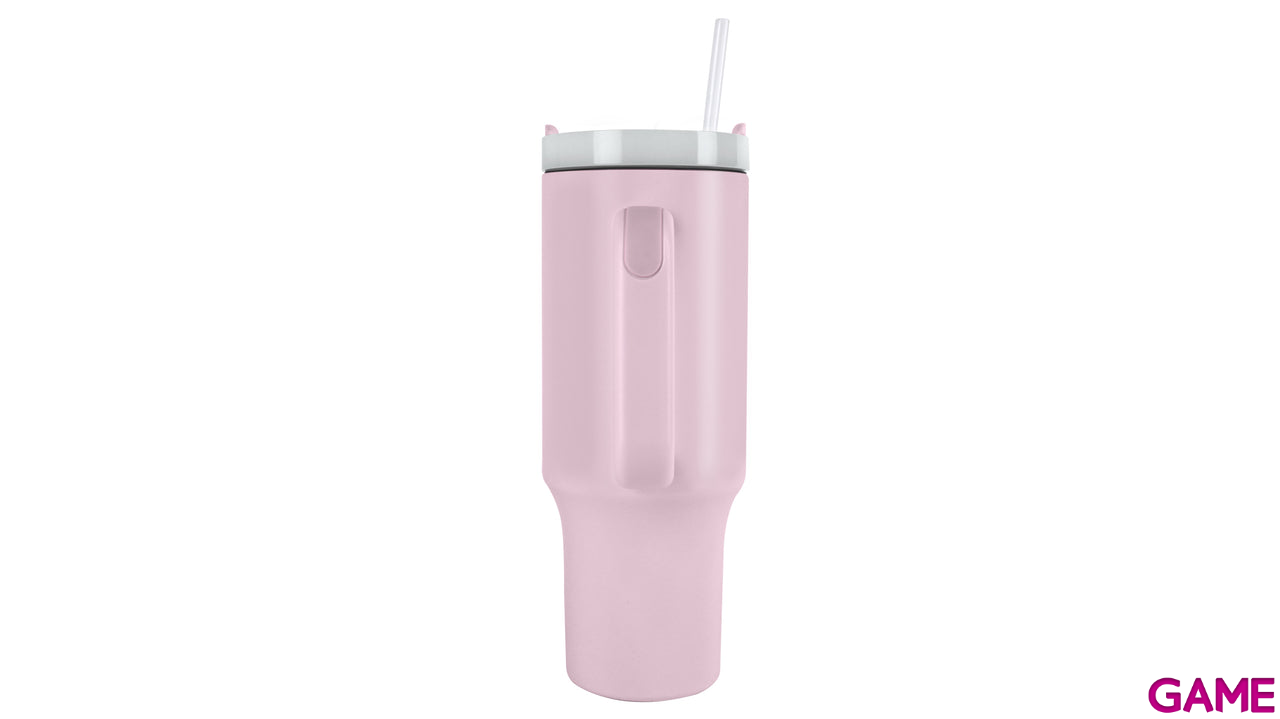 Vaso termo de acero inoxidable con pajita Hello Kitty de 1180 ml-1